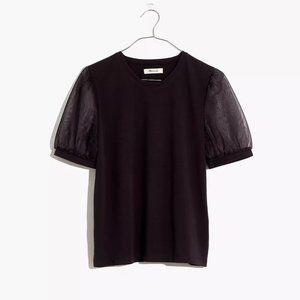 Madewell Sheer Puff Sleeve Knit Top